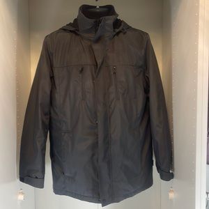 EUC Calvin Klein Pewter Gray Business Winter Coat with Hood Size Medium